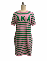 Pink and Green Striped Dress